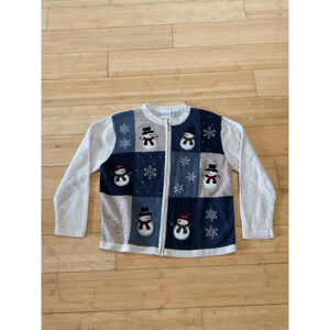 Snowman sweater jacket size medium